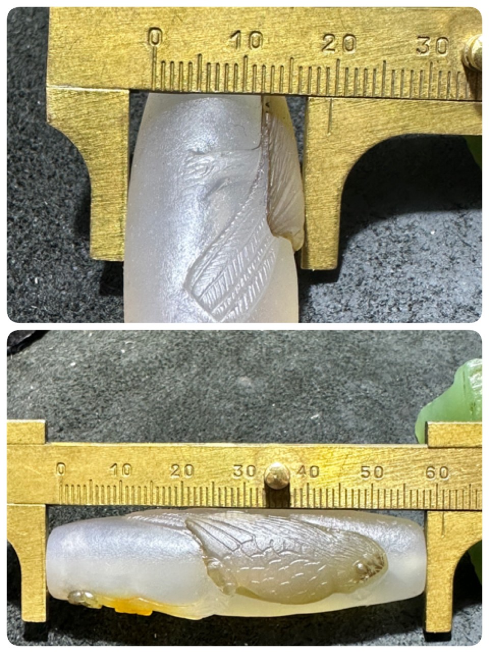 精美高玉化海洋玉髓手工俏色巧雕喜上眉梢大桶珠一个！