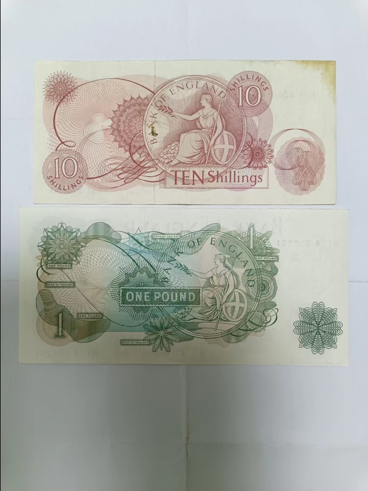 【20230724】非全新纸币第四十六场 英国C序列10先令、1镑