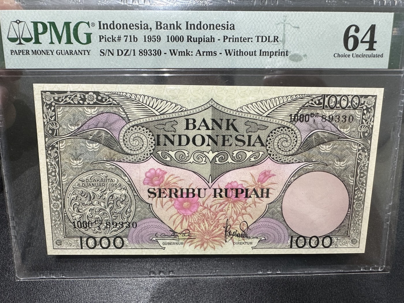 《外钞收藏家》第二百八十七期 1959年印尼1000卢比 无47 PMG64