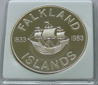 第15次拍卖--英联邦领土硬币、精制银币、纪念币，纸钞 - Falkland Island 1983 - 50 Pence (150th Anniversary of British Rule - Silver edition) Silver .925, 28.28gm, 38.61mm, 