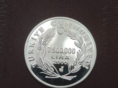 燕姐第52场拍卖 2000年土耳其欧洲杯纪念银币750万里拉（上场被鸽子）