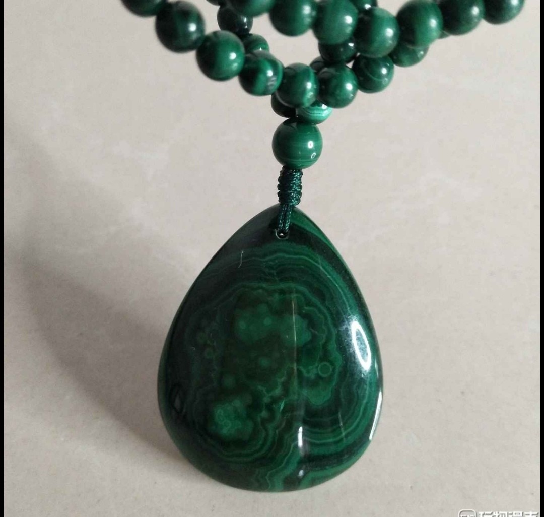 原矿孔雀石水滴吊坠一整套