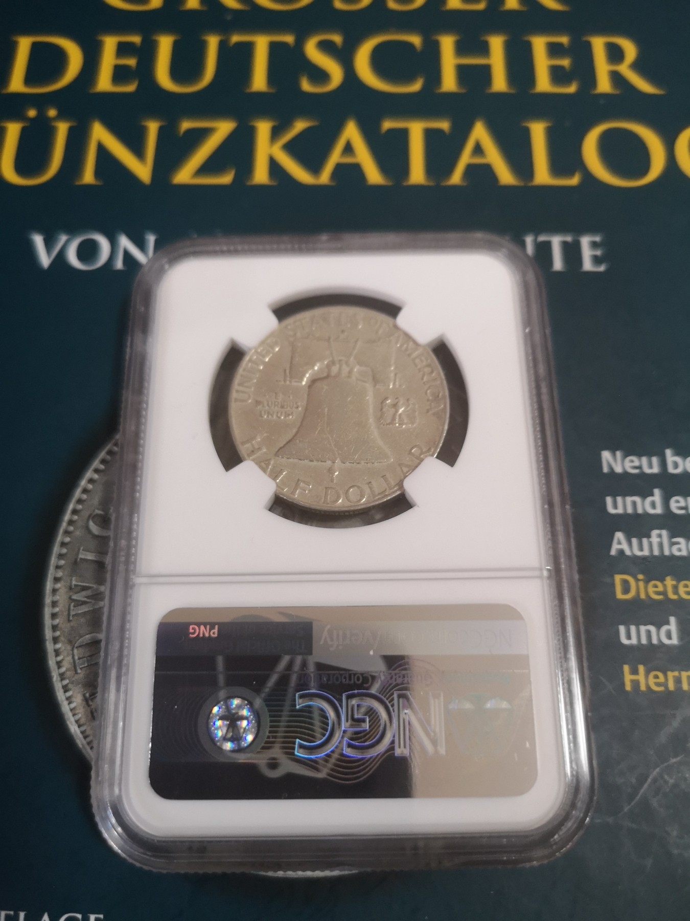长老汇第22场精品币拍卖 1958D美国富兰克林半元银币，NGC 评级