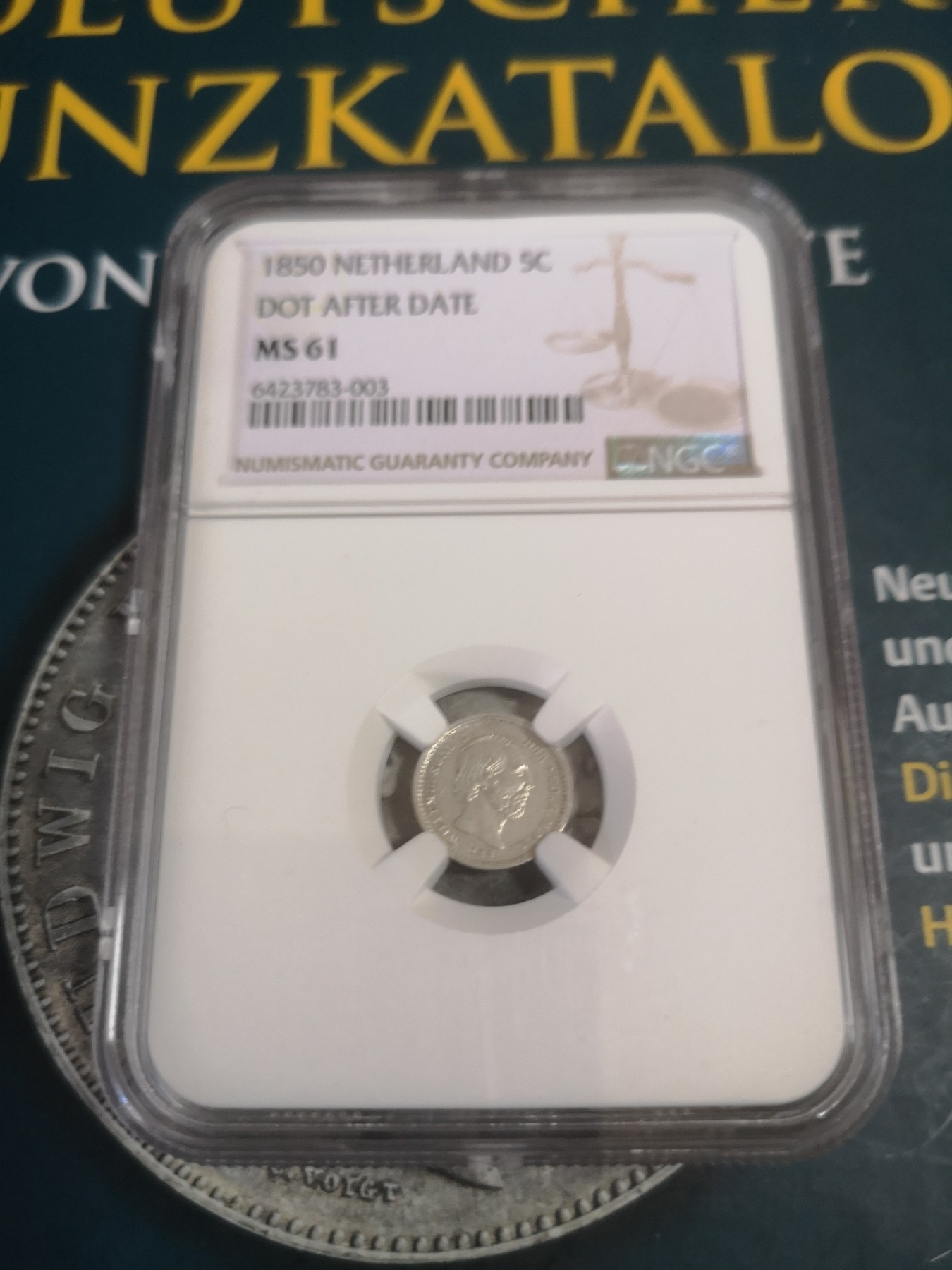 长老汇第22场精品币拍卖 1850荷兰威廉三世5分银币，NGC MS61