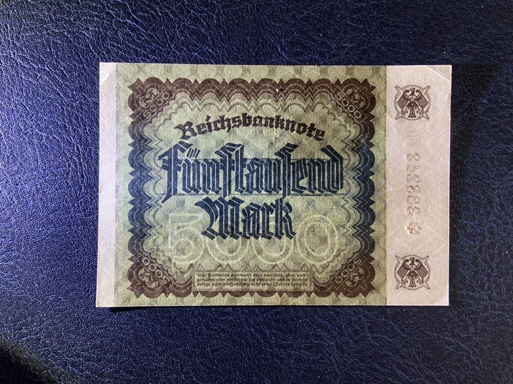 收藏联盟Quantum Auction 第276期拍卖  德国1922年5000马克 品相UNC- 少见补号