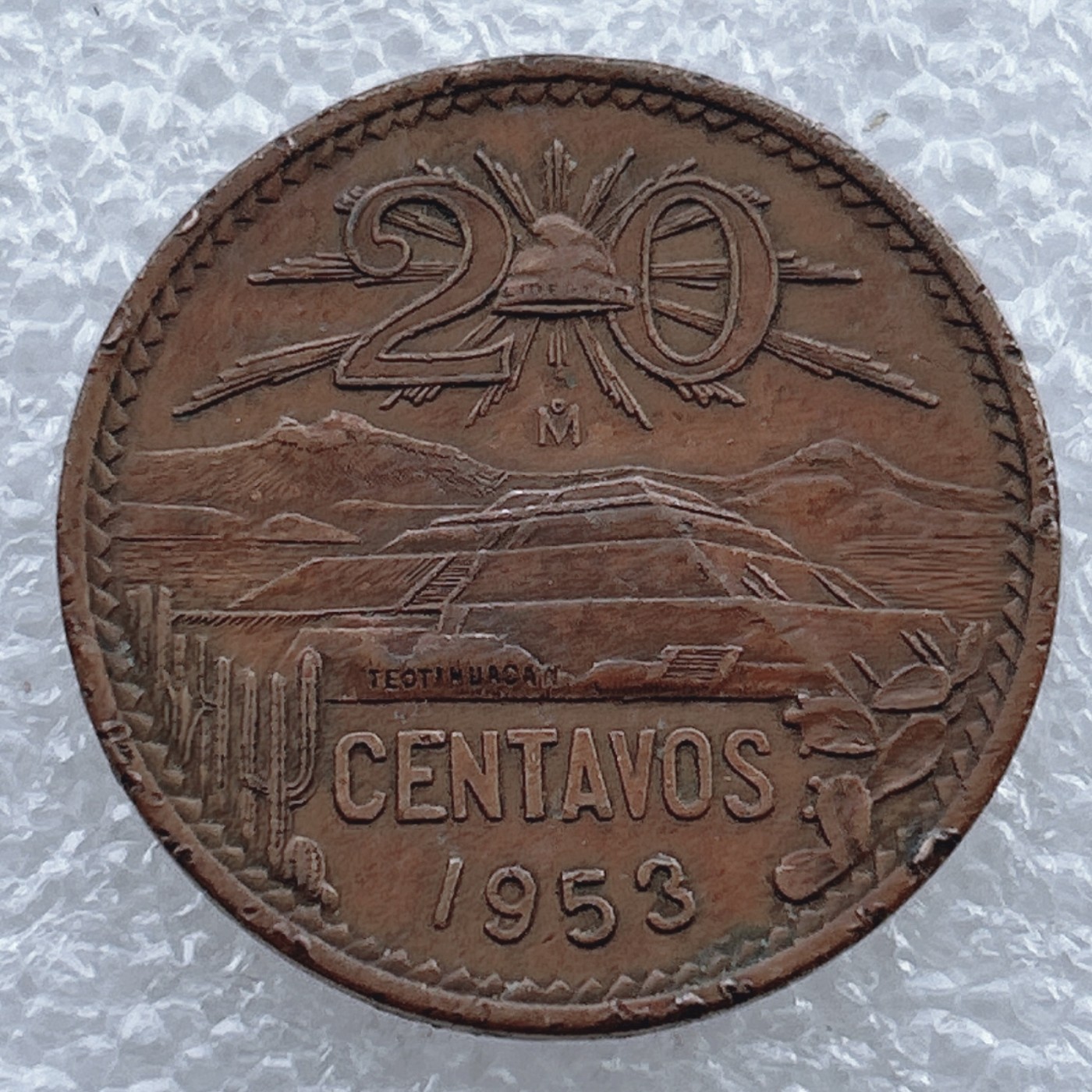 全场一元起拍 世界钱币散币场 第十期 稀少美品 1953年墨西哥20分大铜币 老鹰