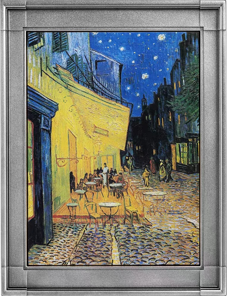 【海寧潮现货】乍得2022年世界名画梵高夜间露天咖啡座纪念彩银币