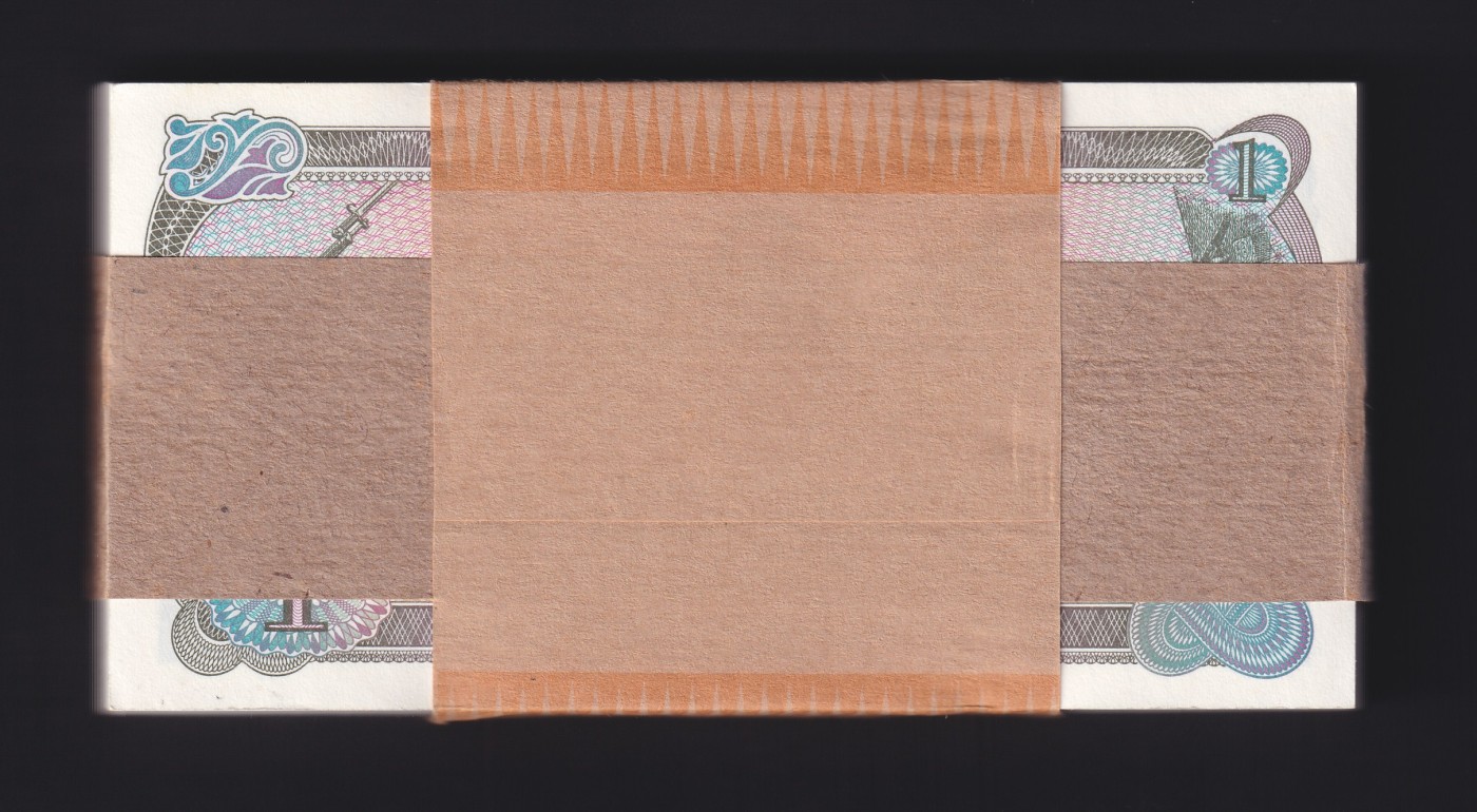 草稿银行第八期国内外钞票拍卖 朝鲜1978年1圆券 原版银行券 100张连号 原刀 全新原票微黄 