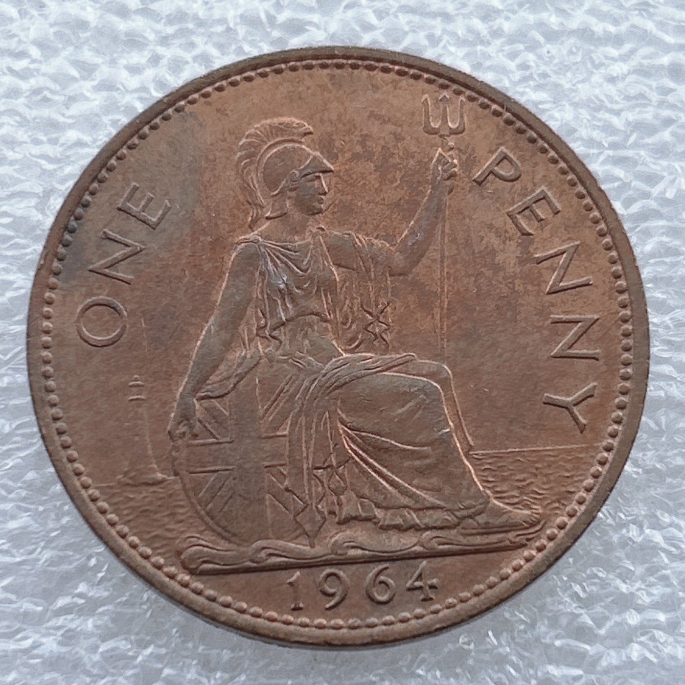 全场一元起拍 世界钱币散币场 第十期 1964年 英国1便士 不列颠女神 大铜币