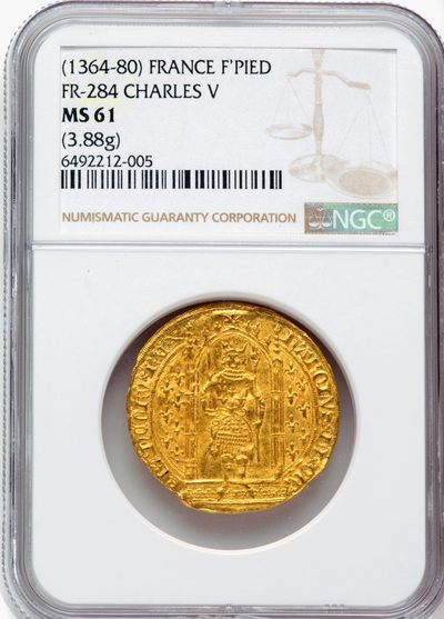 【Blue Auction】✨世界纸币精拍第349期——查理五世【精】 - 法国 1364-80年 “英明王”——查理五世金币 NGC MS61 图案清晰完整胜过一些更高分 历经六七百年岁月洗礼依旧金光璀璨 钱币整体风格繁缛豪华 属于中世纪钱币中哥特艺术的巅峰之作 查理五世逆转了百年战争第一阶段的战局 使法国得以复兴   