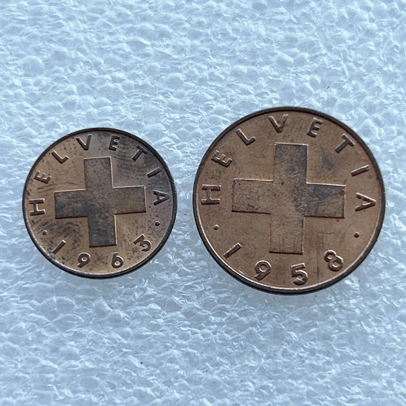 全场一元起拍 世界钱币散币场 第十期 瑞士1生丁+2生丁硬币