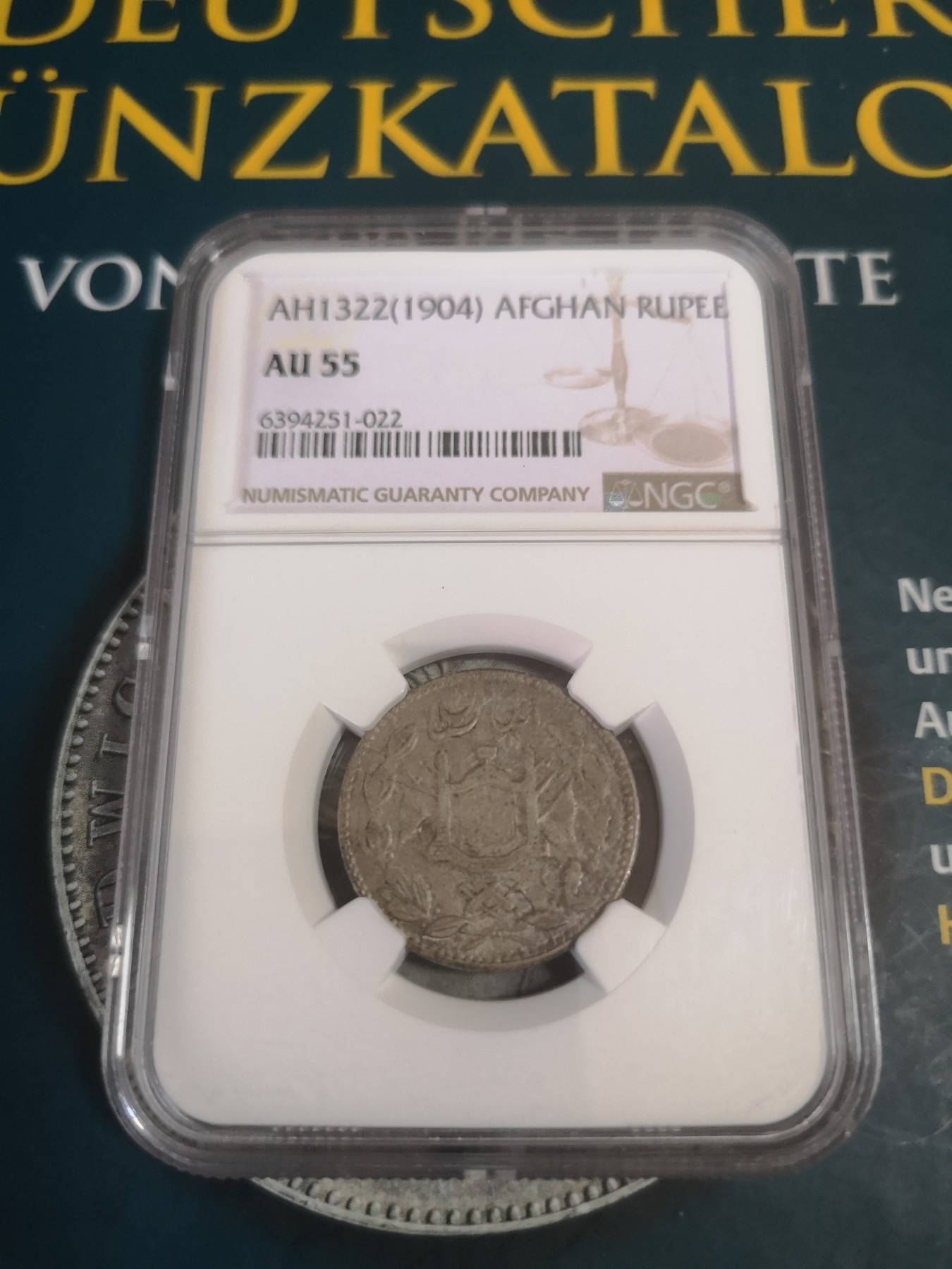 长老汇第22场精品币拍卖 1904阿富汗1卢比银币，NGC AU55