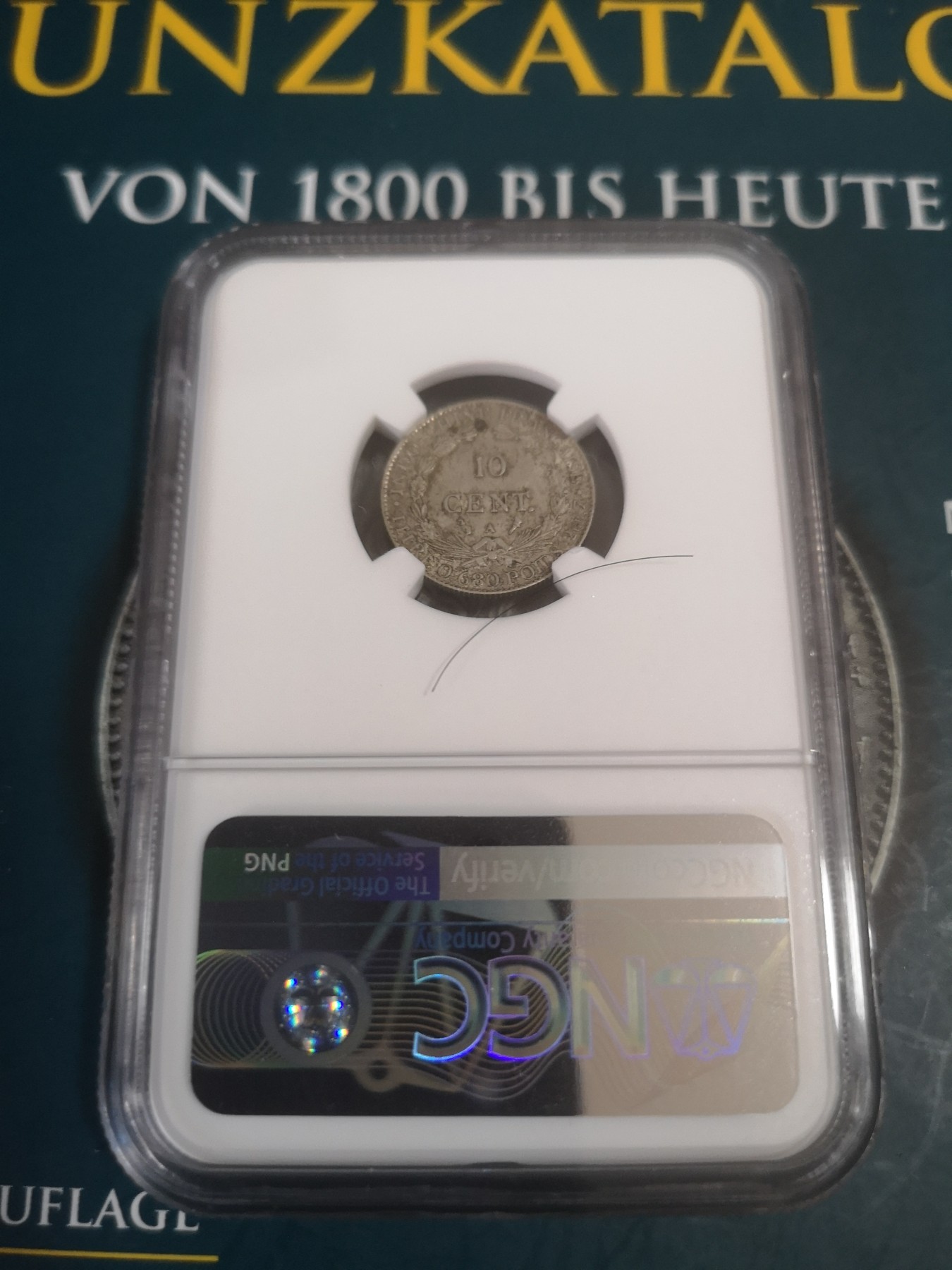 长老汇第22场精品币拍卖 1927A法属印度支那10分银币，NGC MS62