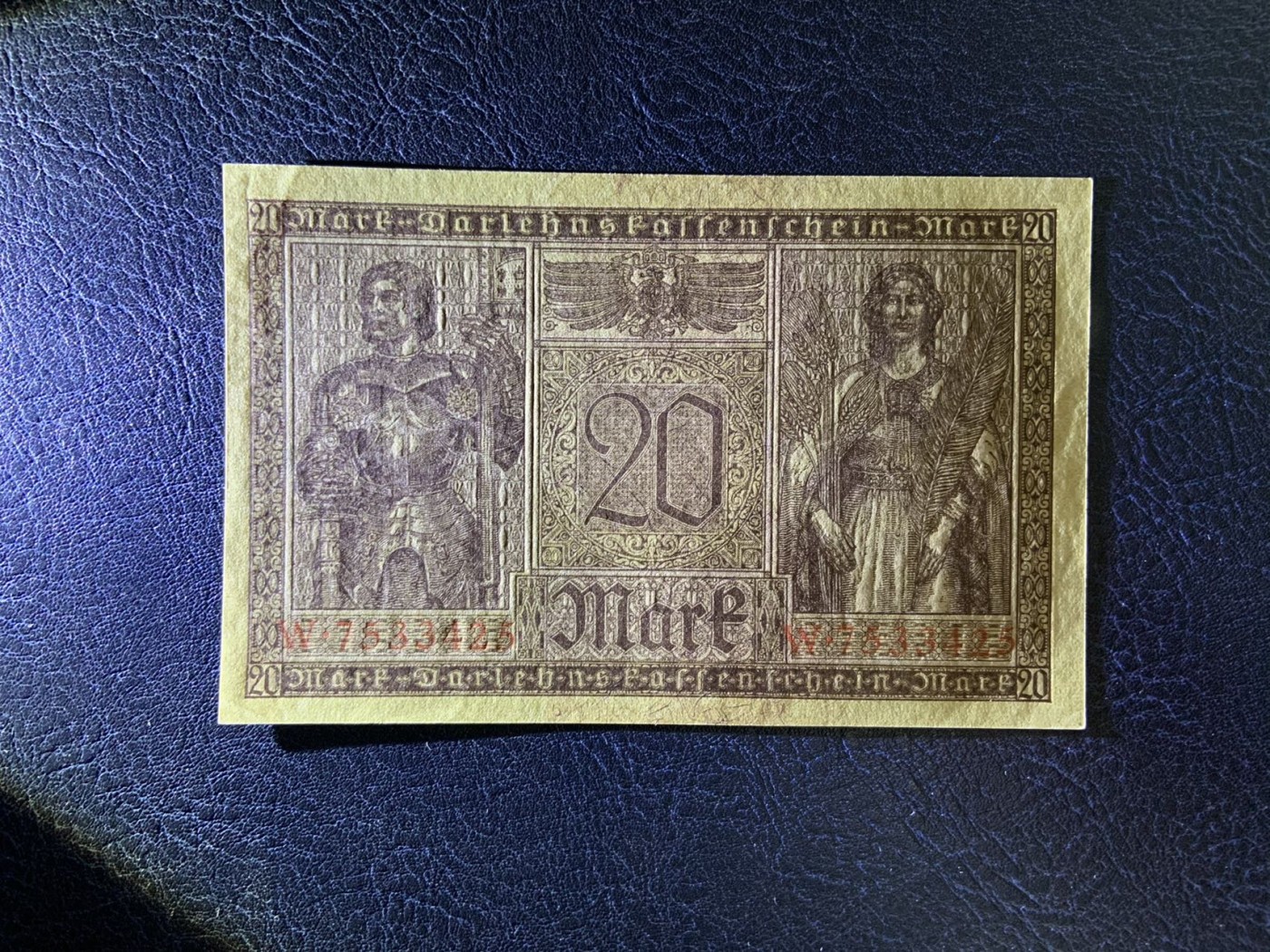 收藏联盟Quantum Auction 第276期拍卖  德国1918年20马克 品相UNC 角微瑕 大票幅