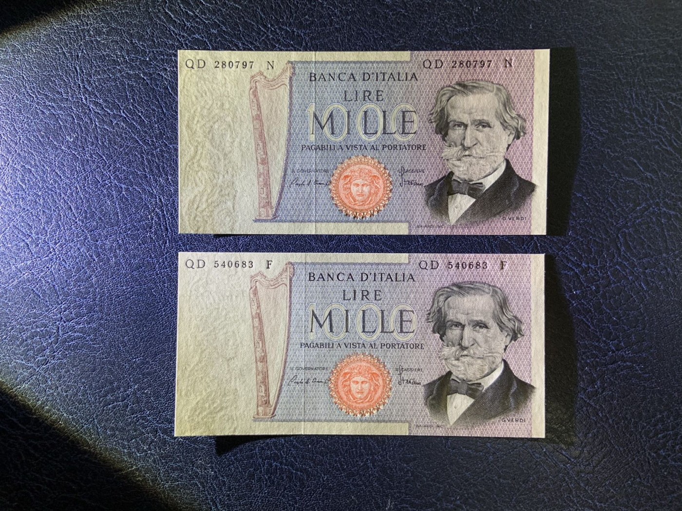收藏联盟Quantum Auction 第276期拍卖  意大利1980年1000里拉2张 品相全新UNC 剧作家威尔第 