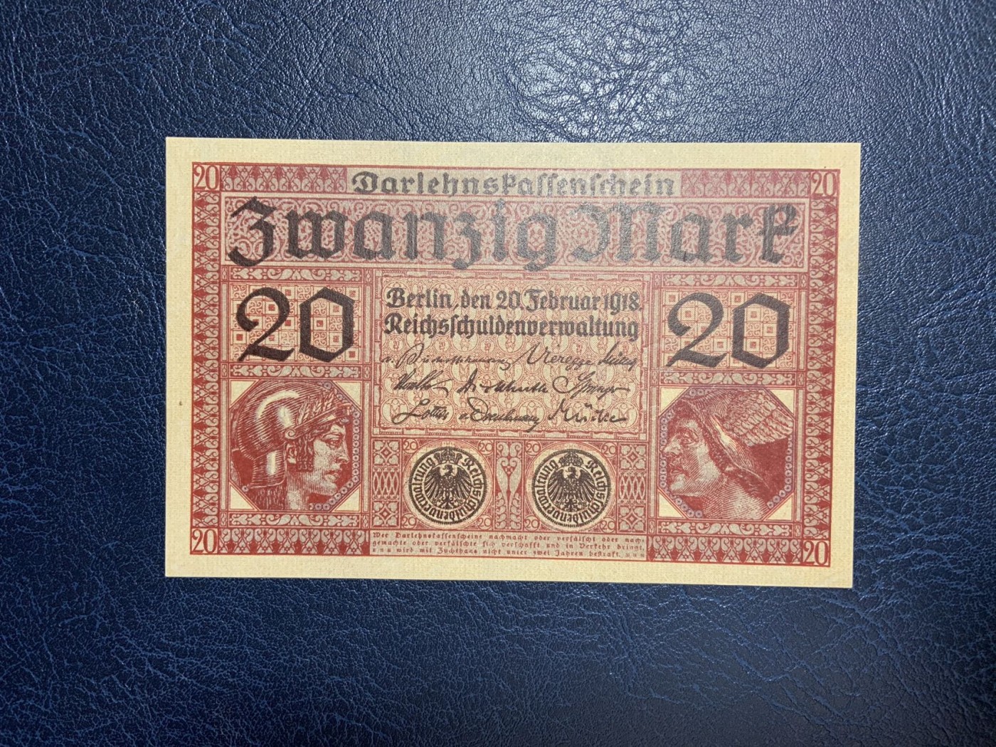 收藏联盟Quantum Auction 第276期拍卖  德国1918年20马克 品相UNC 角微瑕 大票幅