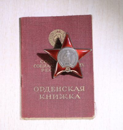 大猫徽章拍卖第229期 - 红星勋章 带证 有奖励卡 珐琅七点钟方向有剥皮