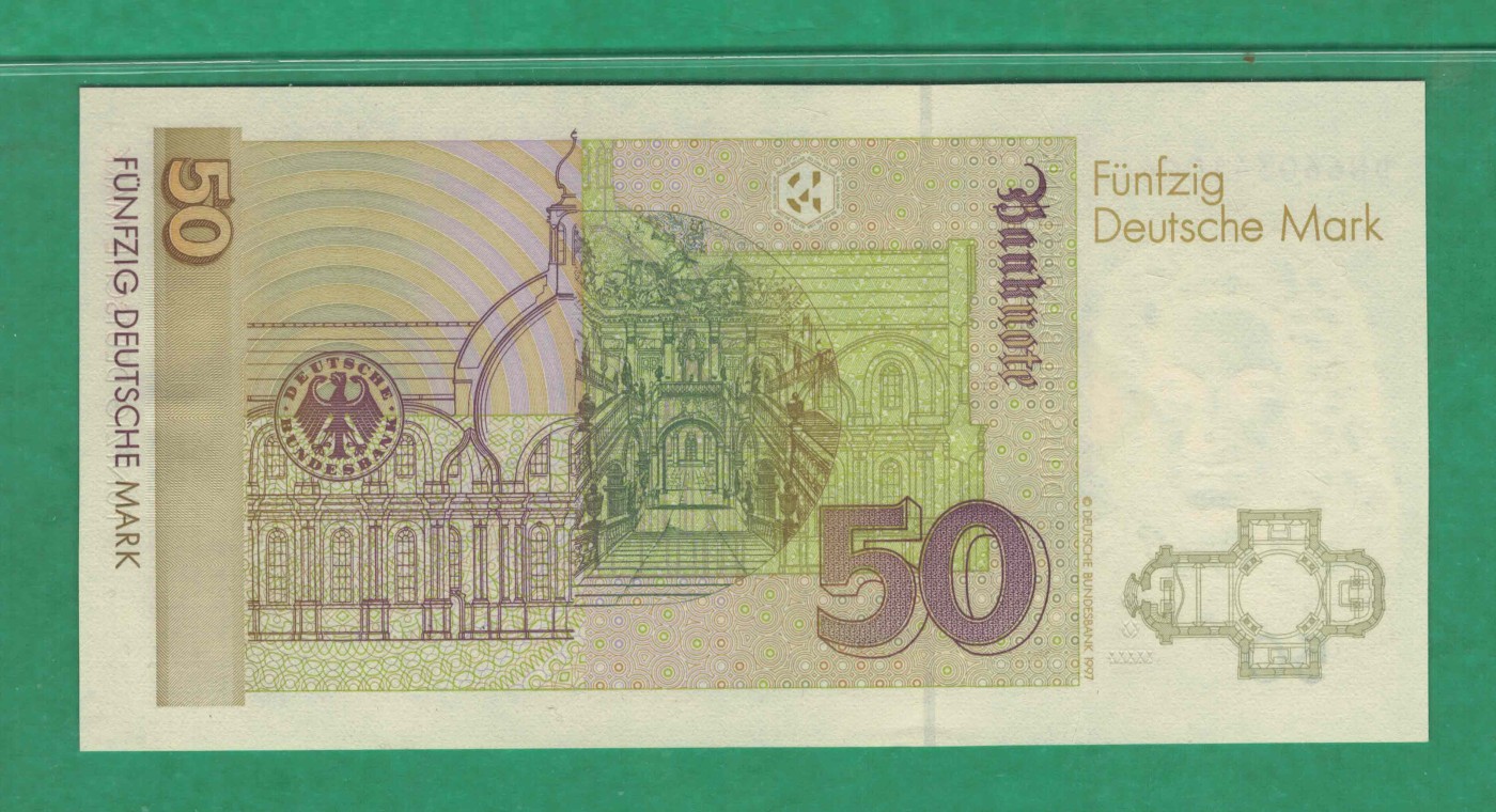 德国50马克 1996年 签名如图 P-45 欧洲 纸币 实物图 UNC