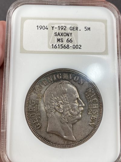 万国钱币拍卖第013期（视频直播专场） - NGC MS66 1904年德国萨克森经典老盒顶级老彩5马克