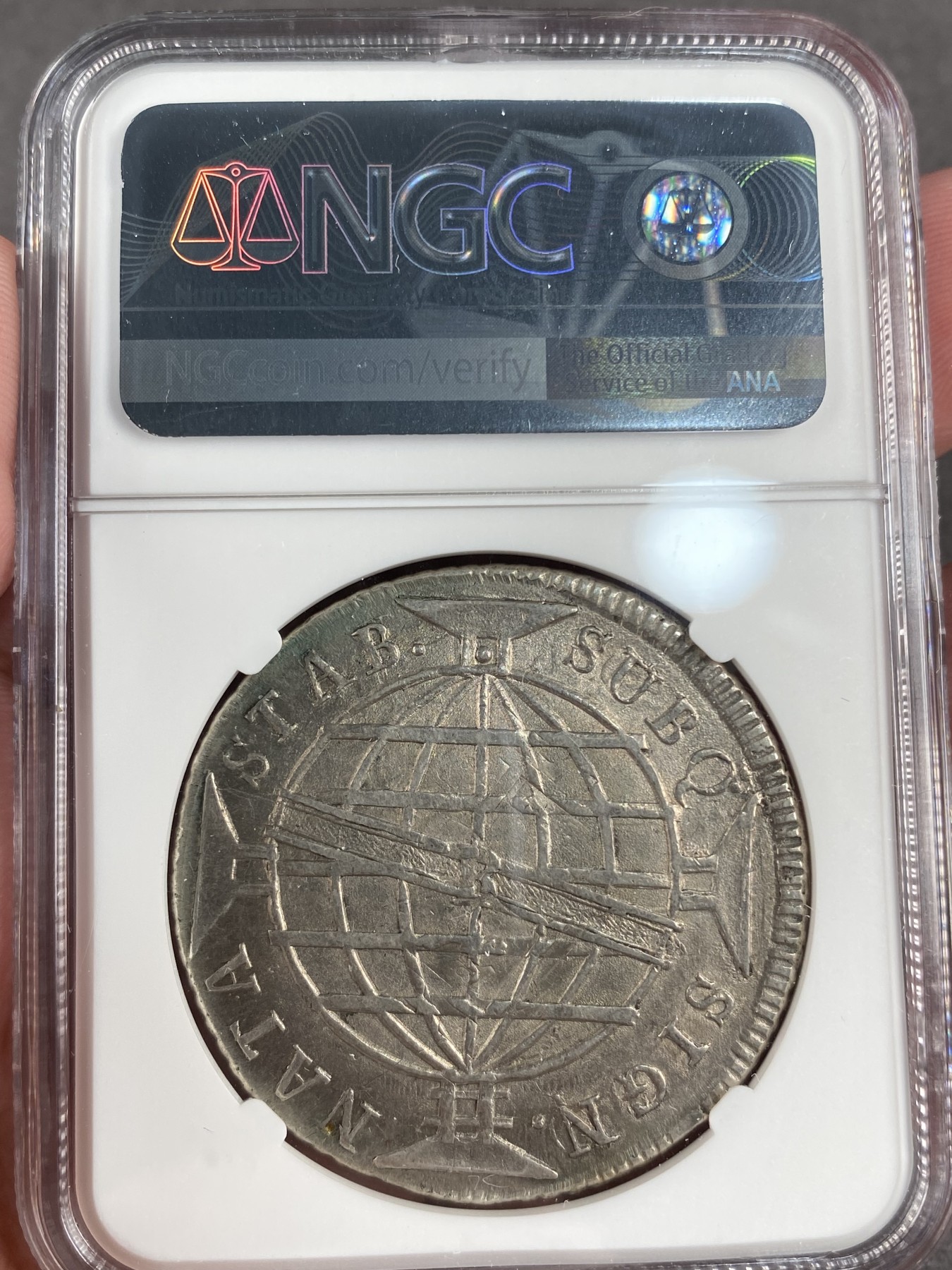 万国钱币拍卖第013期（视频直播专场） NGC AU58 1814年巴西帝国960瑞尔大银币 欧洲环彩