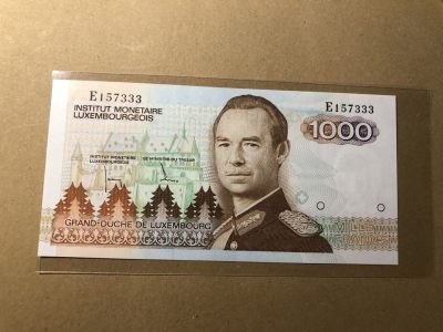 🌼甜小邱世界纸币收藏💐第76期🐇🌼 - 全新UNC 卢森堡1000法郎 末版 全程无4豹子号333