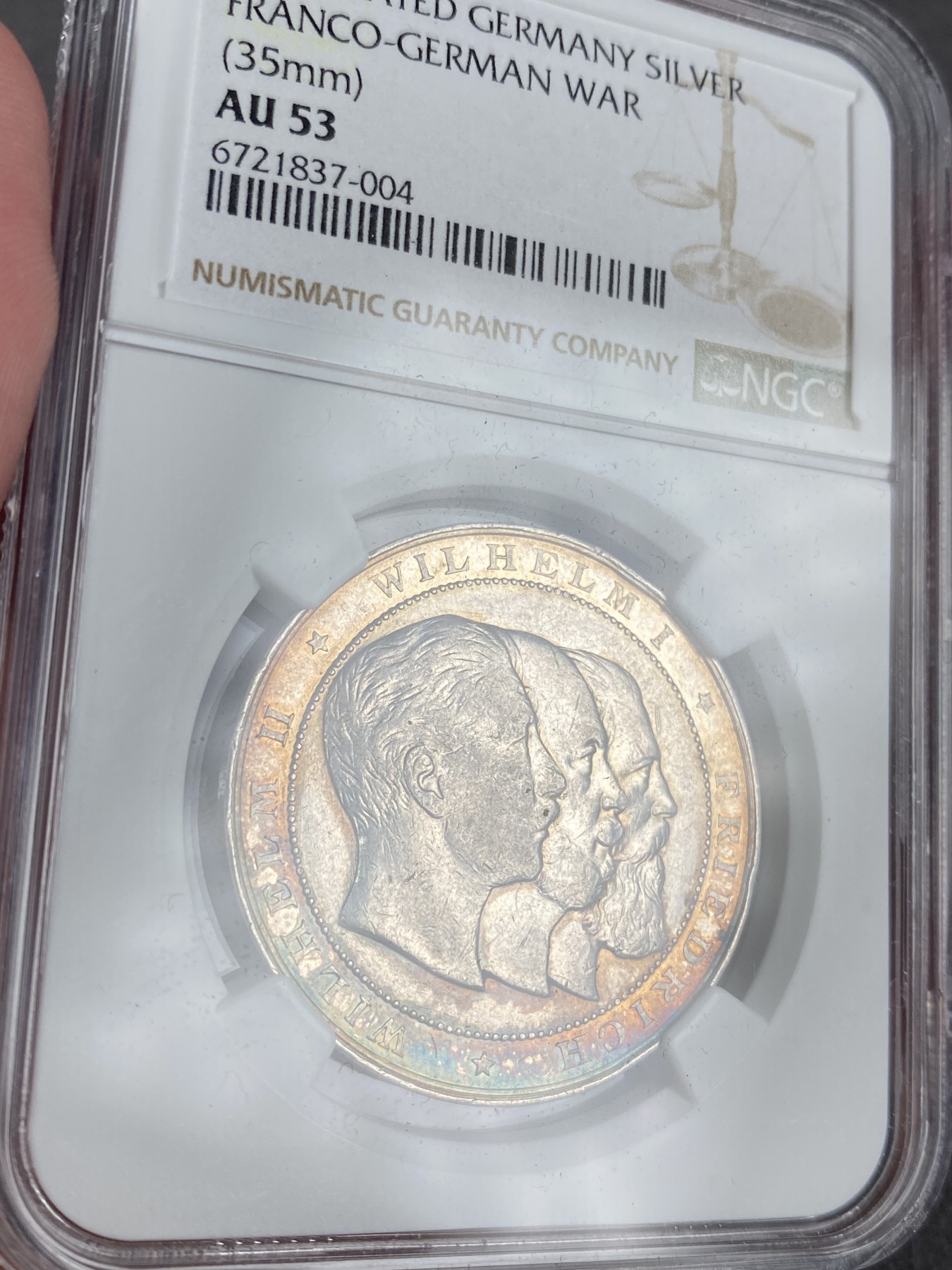 万国钱币拍卖第013期（视频直播专场） NGC AU53 1895年德国普法战争胜利25周年三皇纪念五彩银章