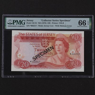 【亘邦集藏】165期拍卖 - 1978年 英属泽西岛20镑 PMG 66EPQ 002317 2161473-023