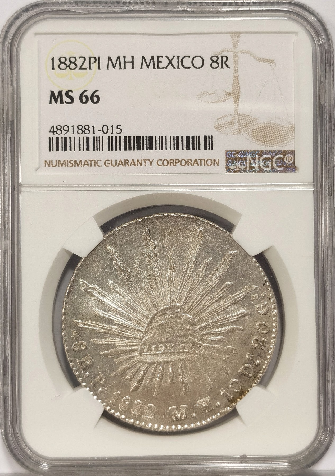 博洋堂世界钱币拍卖第036期（全场包邮） NGC MS66 墨西哥1882年PI MH版花边鹰洋，NGC唯一冠军分