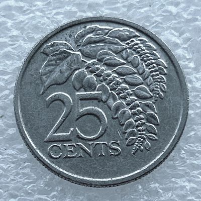 全场一元起拍 世界钱币散币场 第11期 特立尼达和多巴哥2014年25分铜镍币，国花一品红