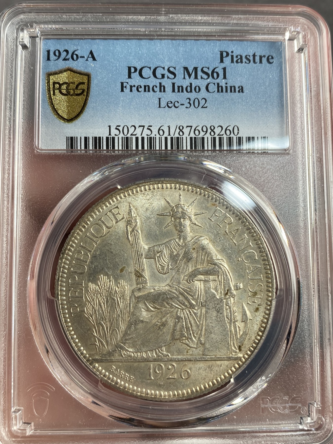 万国钱币拍卖第013期（视频直播专场） PCGS MS61 1926年法属印支1皮阿斯特大银币