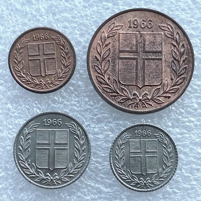 全场一元起拍 世界钱币散币场 第11期 冰岛1966年套币