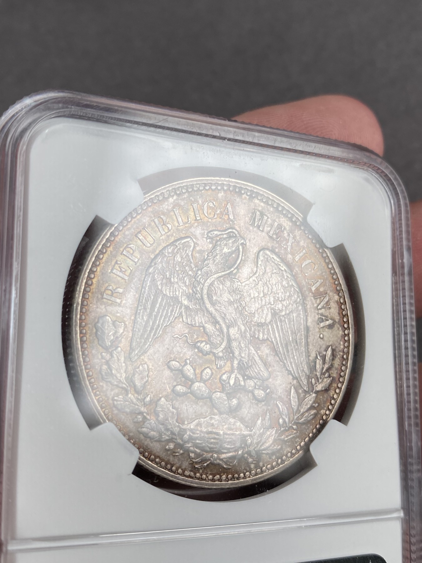 万国钱币拍卖第013期（视频直播专场） NGC AU58 1908年MO厂墨西哥8瑞尔直边鹰洋大银币