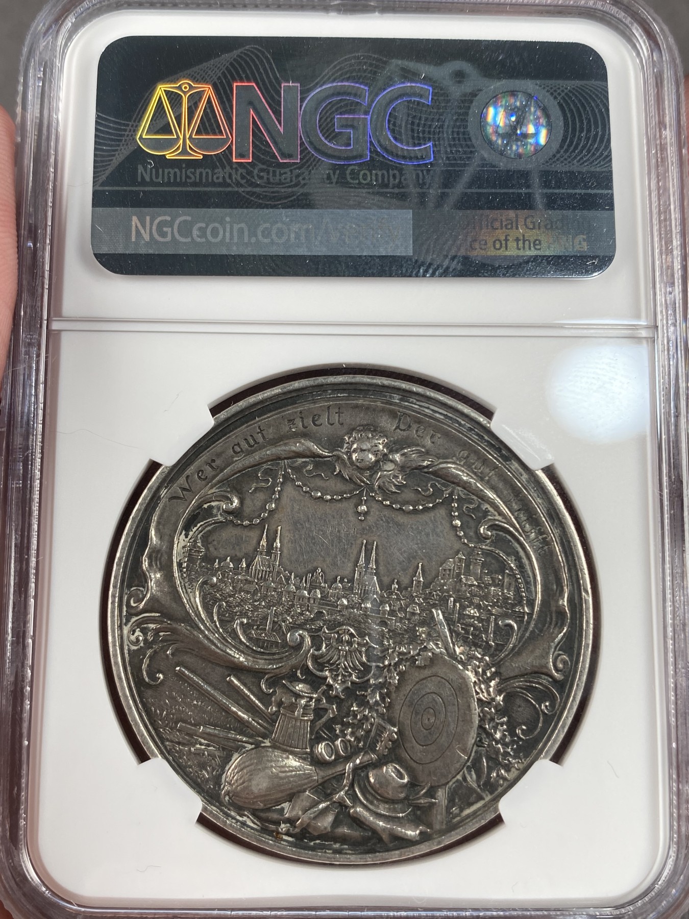 万国钱币拍卖第013期（视频直播专场） NGC AU55 1897年德国纽伦堡经典射击节大银章 