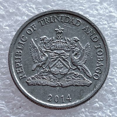 全场一元起拍 世界钱币散币场 第11期 特立尼达和多巴哥2014年25分铜镍币，国花一品红