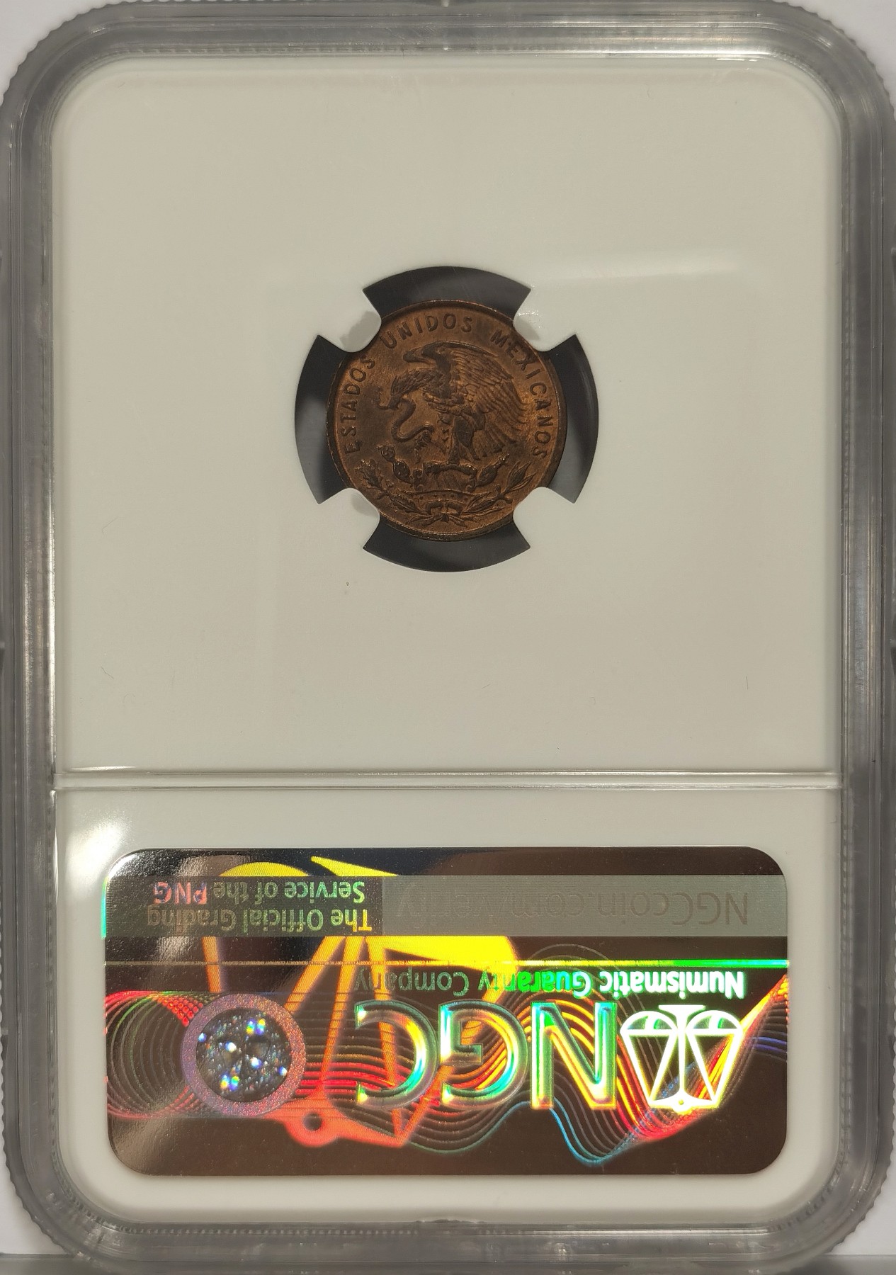 博洋堂世界钱币拍卖第036期（全场包邮） NGC MS64 墨西哥1960年小鹰洋1分铜币，最小的鹰洋，凑面值必备，铜光闪闪全深打，可爱好看