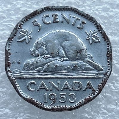 全场一元起拍 世界钱币散币场 第11期 加拿大1953年女王登基首年5分硬币