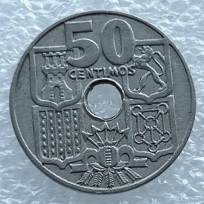 全场一元起拍 世界钱币散币场 第11期 西班牙1949年50分镍币 箭头朝上