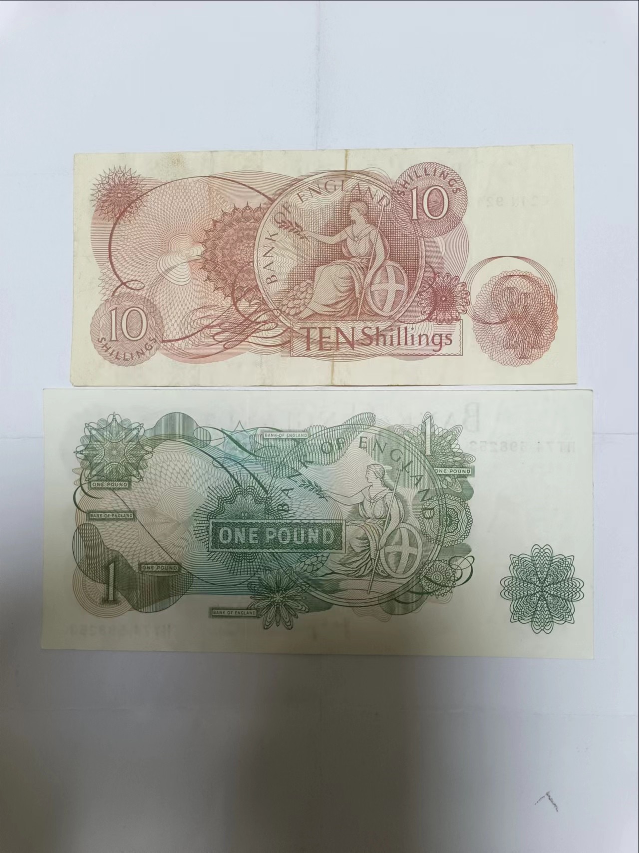 【20230727】非全新纸币第四十七场 英国C序列10先令、1镑