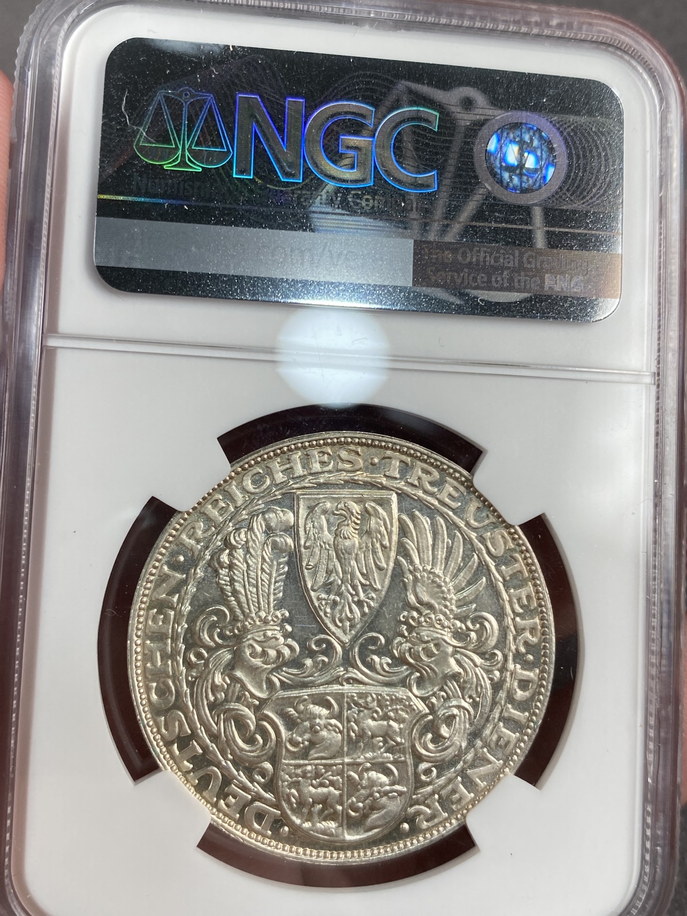 万国钱币拍卖第013期（视频直播专场） NGC MS63 1927D版德国兴登堡总统5马克币章