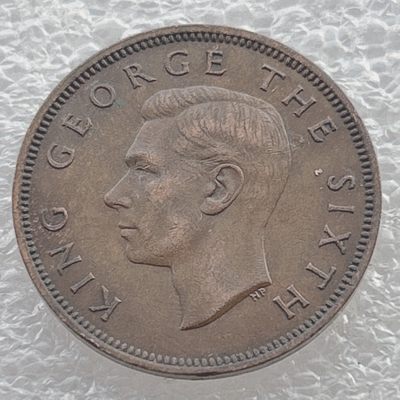 全场一元起拍 世界钱币散币场 第11期 新西兰1952年 乔治六世 1/2便士 铜币