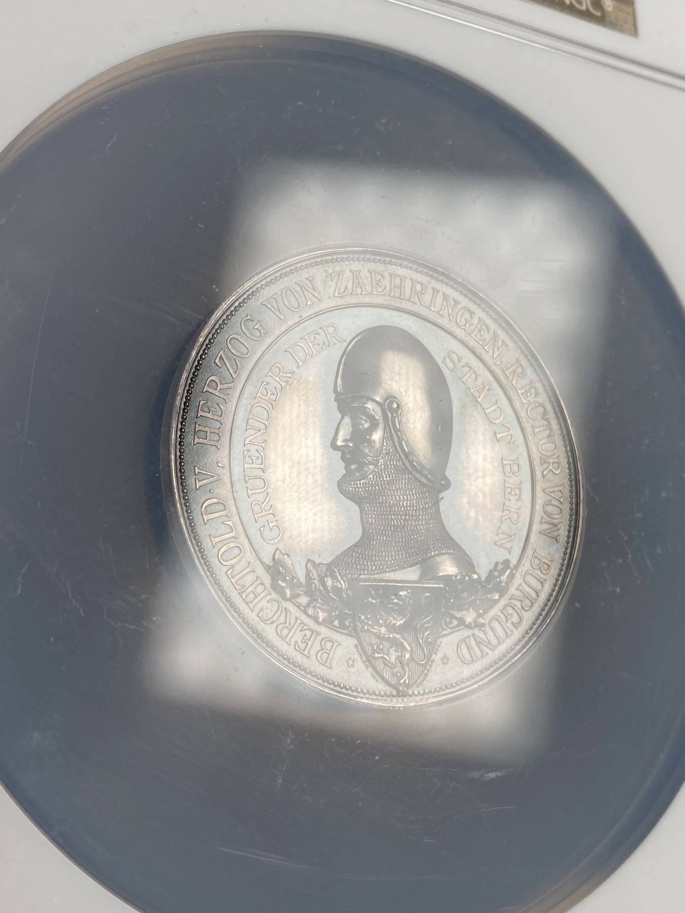 万国钱币拍卖第013期（视频直播专场） NGC MS62 1891年瑞士伯尔尼建城700周年纪念大银章 著名的鸡蛋头 完美原盒彩 大盒装