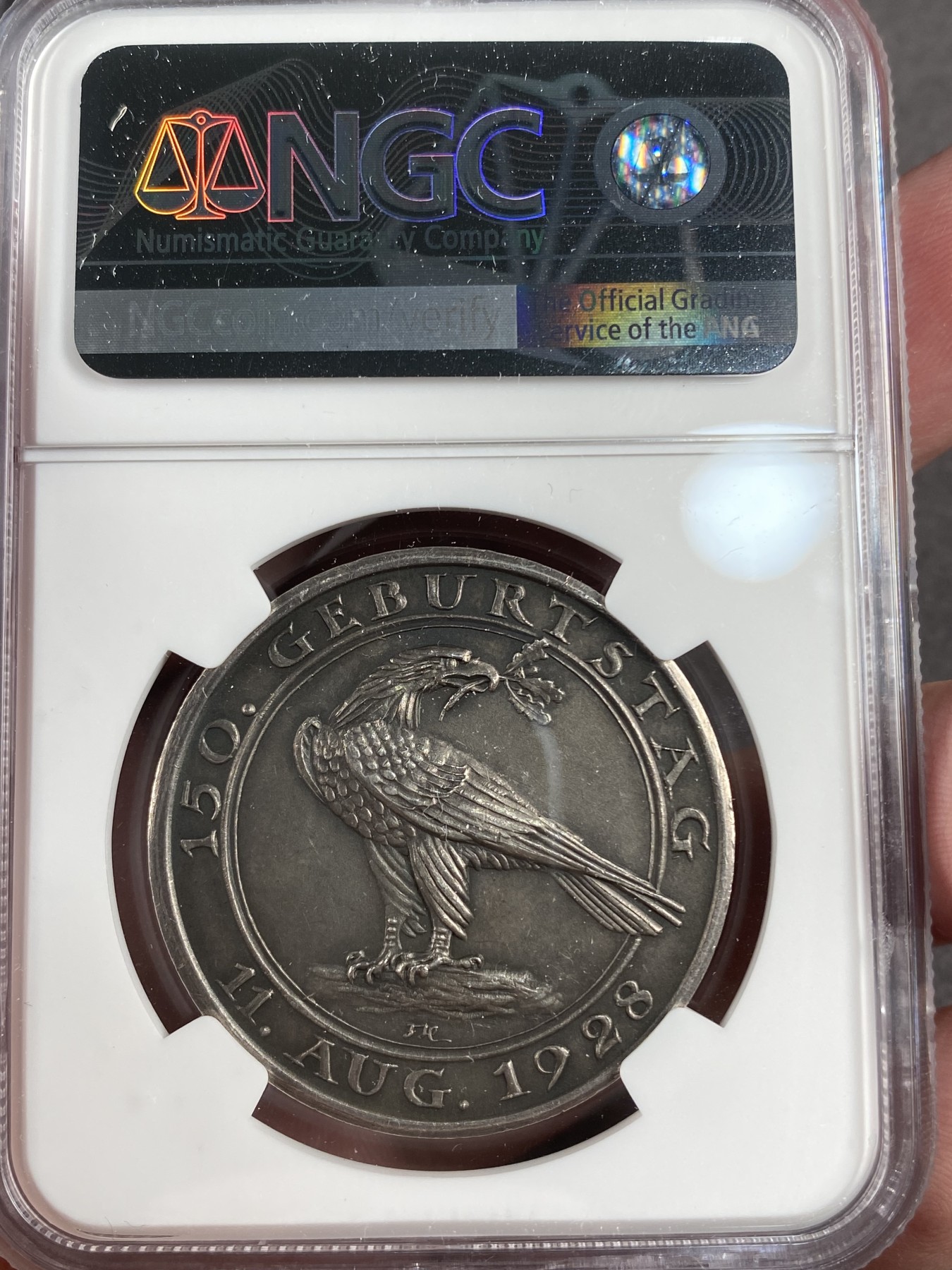 万国钱币拍卖第013期（视频直播专场） NGC PF63 1928年德国弗里德里希·路德维希·扬诞辰150周年纪念银章  精致高浮雕 帝国鹰霸气侧露