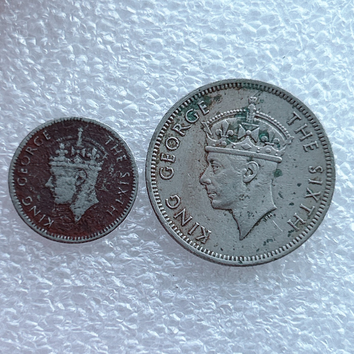 全场一元起拍 世界钱币散币场 第11期 英属马来亚1948年 乔治六世 5分20分镍币2枚套币