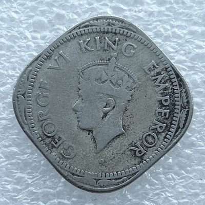 全场一元起拍 世界钱币散币场 第11期 英属印度1946年乔治六世2安娜方形白铜