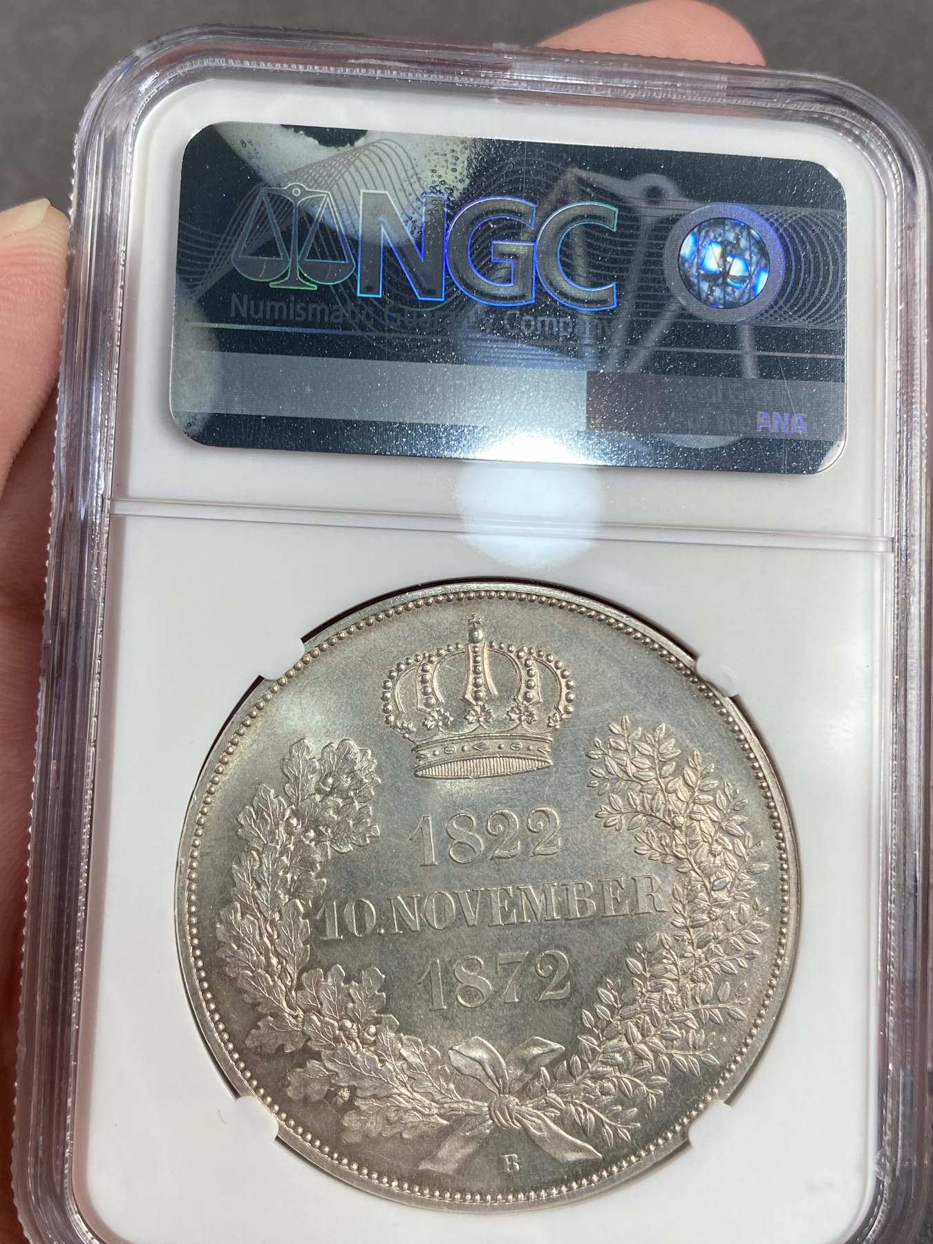 万国钱币拍卖第013期（视频直播专场） NGC MS63 1872年德国萨克森最后的金婚2泰勒 温润转光