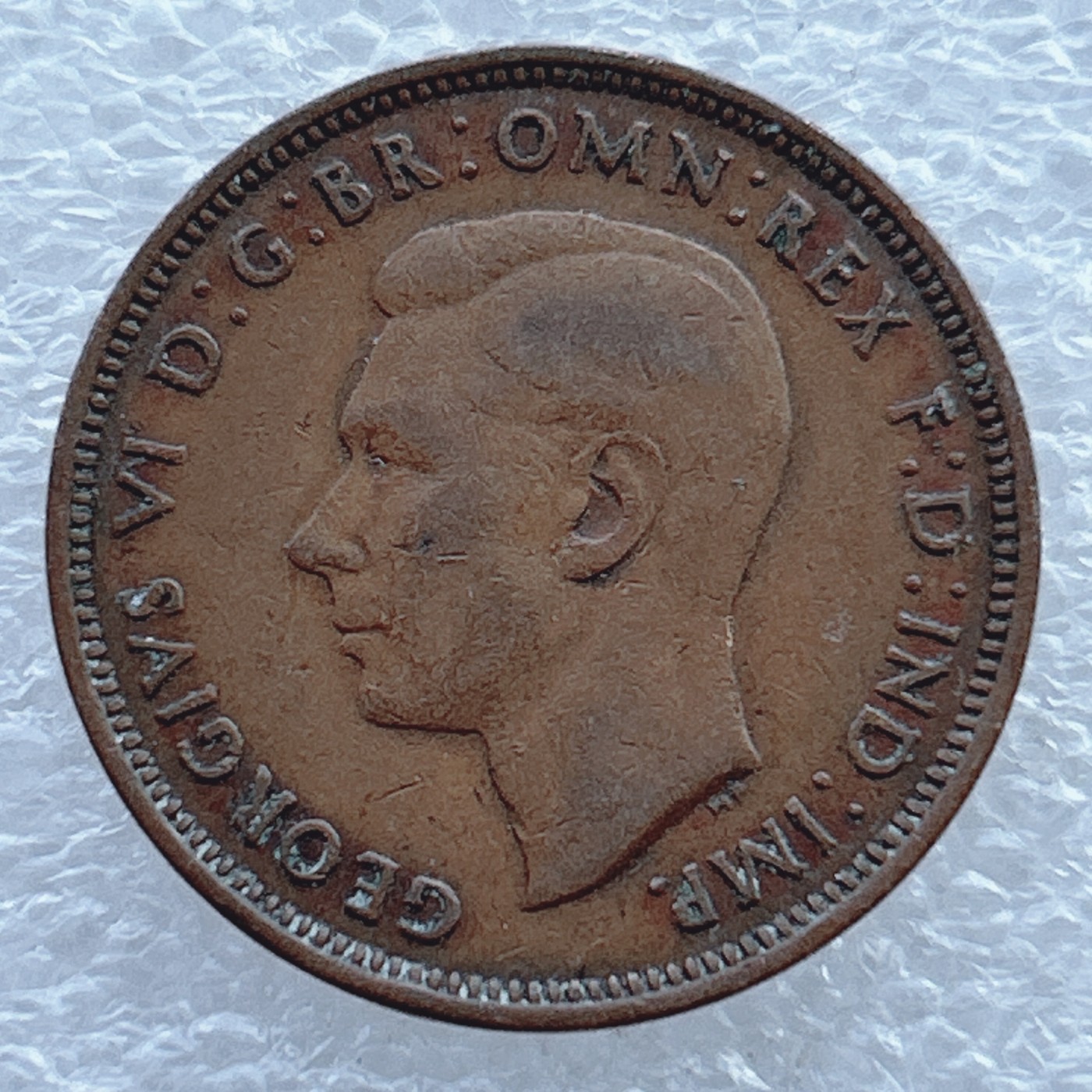 全场一元起拍 世界钱币散币场 第11期 1943年英国半便士 乔治六世 1/2便士