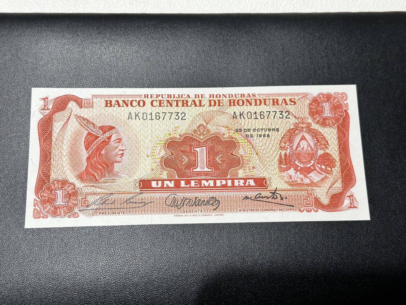 《外钞收藏家》第二百八十八期（连拍第一场） 1968年洪都拉斯1元 全新UNC 稀少手签