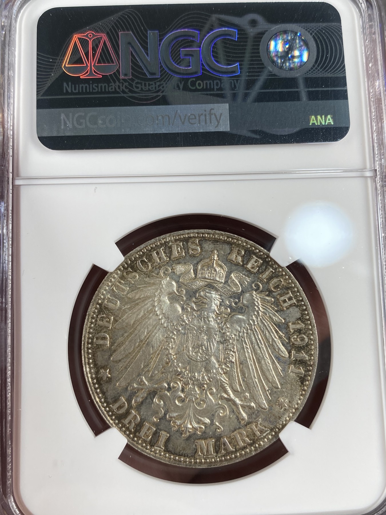 万国钱币拍卖第013期（视频直播专场） NGC PF63 1911年德国巴伐利亚摄政王利奥波德90大寿纪念3马克 精致镜面欧洲金彩