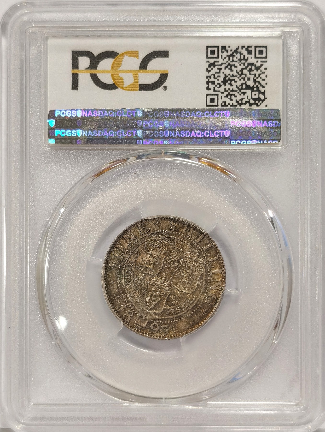 博洋堂世界钱币拍卖第036期（全场包邮） PCGS MS64 英国1893年维多利亚披纱一先令银币，双面五彩，美不胜收的一颗，值得收藏