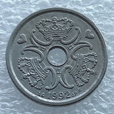 全场一元起拍 世界钱币散币场 第11期 丹麦1992年1克郎(三皇冠,爱心币.情人币幸运币)